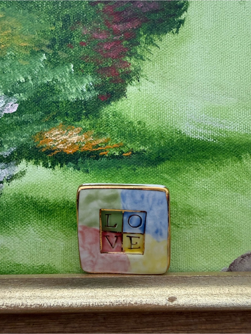 Ceramic 'LOVE' Square Brooch - Pastel Multicolor - Picture 5 of 6